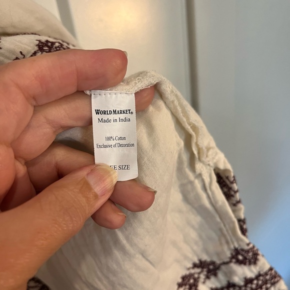 World Market Embroidered Boho Cotton Beachy Lagenlook Peasant Tunic Top OS - Picture 7 of 11